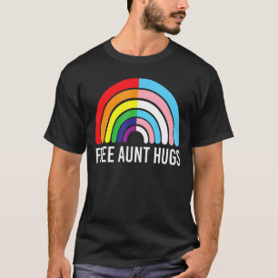 Free Aunt Hugs Rainbow Transgender Flag Lgbtq Gay  T-Shirt
