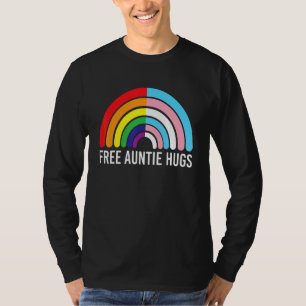 Free Auntie Hugs Rainbow Transgender Flag Lgbtq Ga T-Shirt