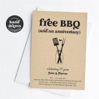 Free BBQ Funny Anniversary Party Invitation