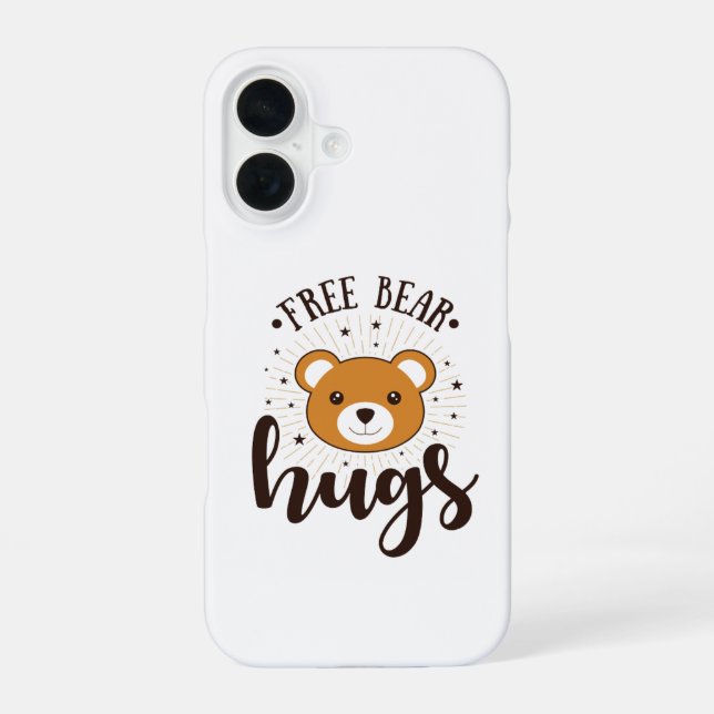 Free Bear Hugs Cute Teddy Aesthetic iPhone Case (Back)