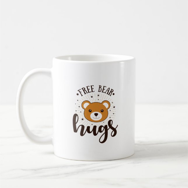 Free Bear Hugs Cute Teddy Coffee Mug (Left)