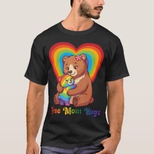 Free Bear Mum Hugs Pride Heart Lgbtq Ally T-Shirt