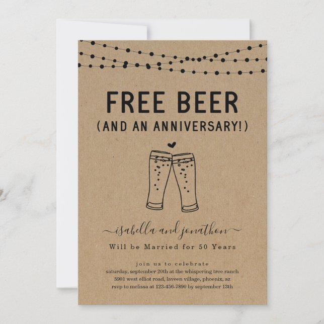 Free Beer Funny Anniversary Party Invitation (Front)
