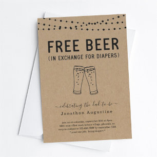 Free Beer Funny Diaper Party Invitation