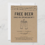 Free Beer Funny Engagement Party Invitation<br><div class="desc">Free Beer (And an Engagement!)  Funny invitation wording for a fun engagement party.  The beer toast artwork is hand-drawn on a wonderfully rustic kraft background.

Coordinating RSVP,  Details,  Registry,  Thank You cards and other items are available in the 'Rustic Brewery Line Art' Collection within my store.</div>
