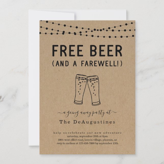 Free Beer Funny Going Away Party Invitation (Front)