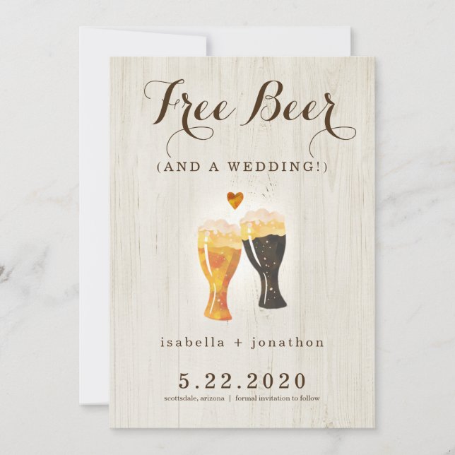 Free Beer Funny Save the Date Card (Front)