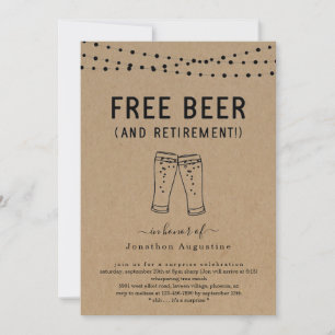 Free Beer Funny Surprise Retirement Party Invitation