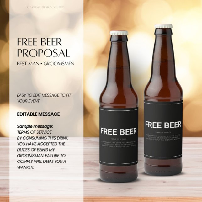 Free Beer Groomsman Proposal Beer Bottle Label (Creator Uploaded)