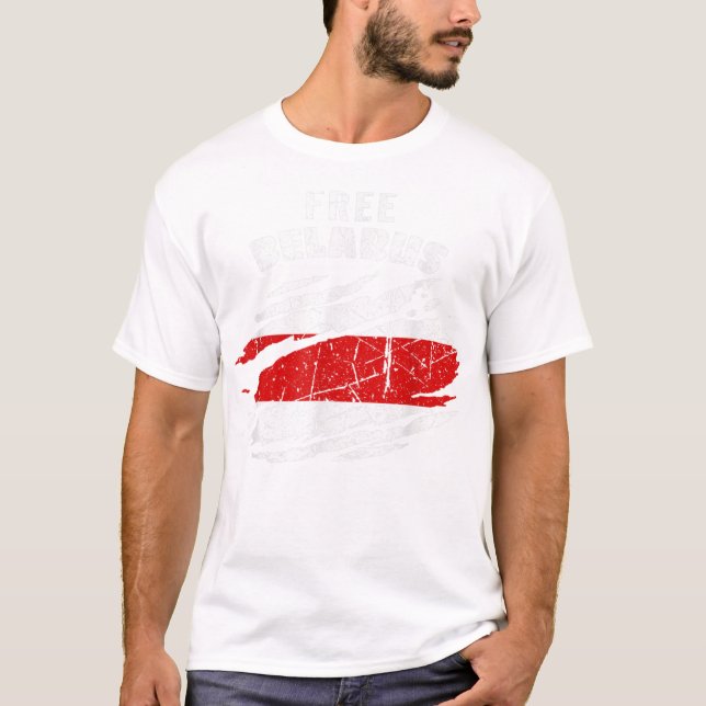 Free Belarus Flag Support Belarus Protest Belar T-Shirt (Front)
