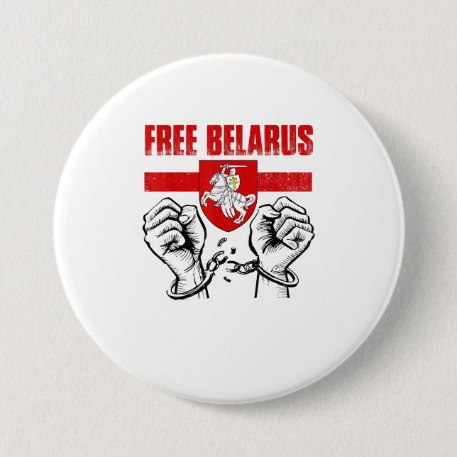 FREE BELARUS Pogonya Belarus Flag White Red Whi 7.5 Cm Round Badge (Front)