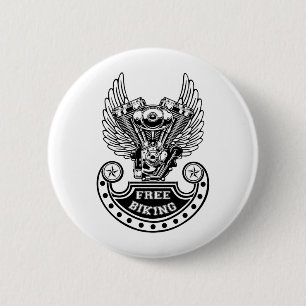 Free biking 6 cm round badge