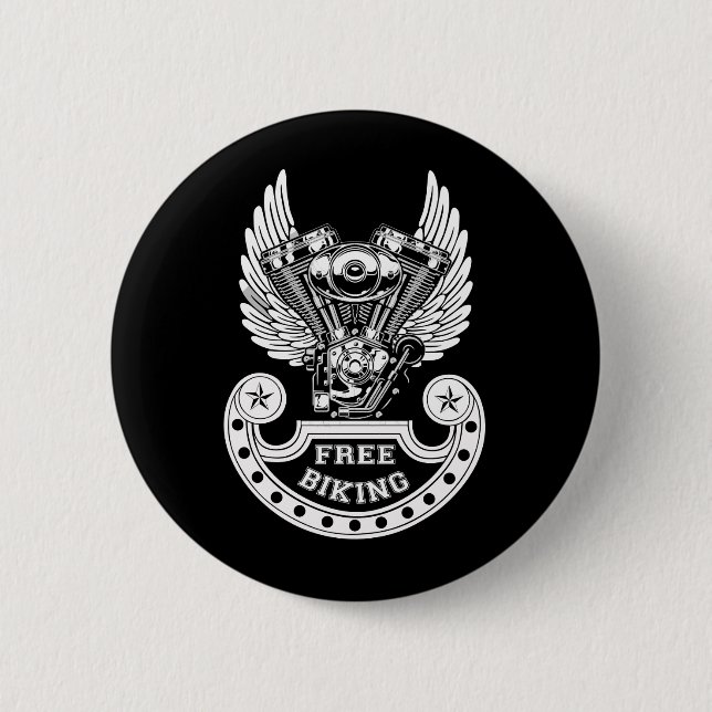 Free biking 6 cm round badge (Front)