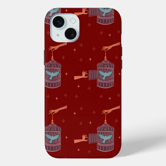 Free Bird Birdcage | Folk Art Hands and Blue Bird  Case-Mate iPhone Case (Back)