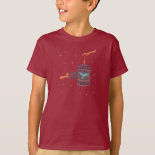 Free Bird Birdcage   Folk Art Hands and Blue Bird  T-Shirt