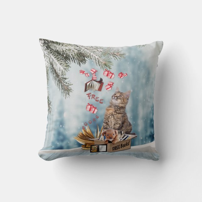 Free Books for Christmas Cushion (Front)