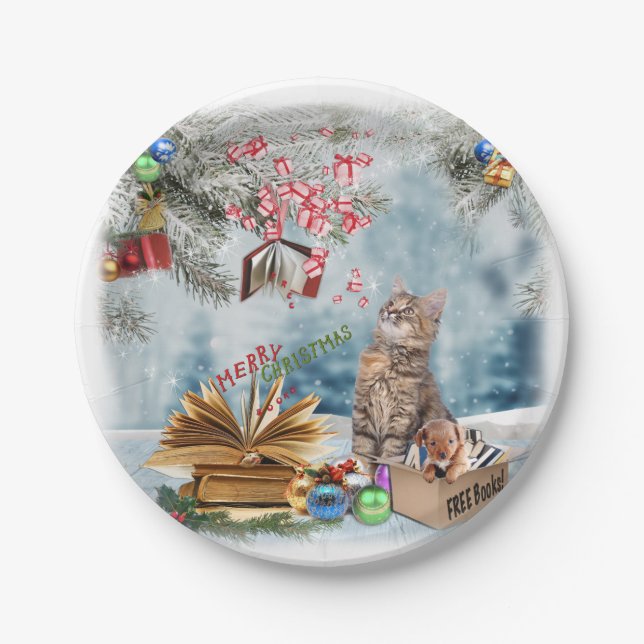 Free Books for Christmas Paper Plate (Front)