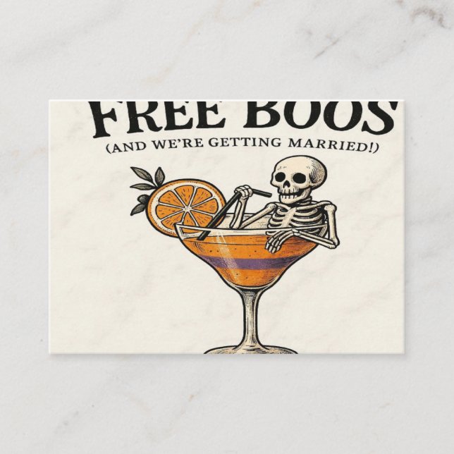 Free Boos” Funny Skeleton Wedding Invitation (Front)