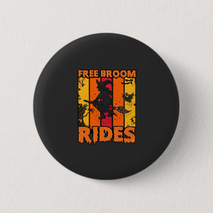 Free Broom Rides Halloween Flying Witch Ghost Bats 6 Cm Round Badge