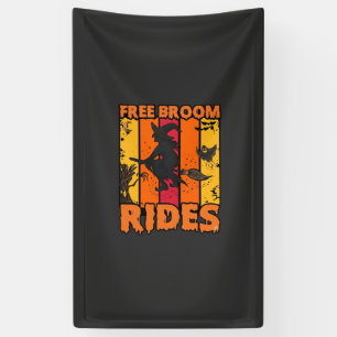 Free Broom Rides Halloween Flying Witch Ghost Bats Banner
