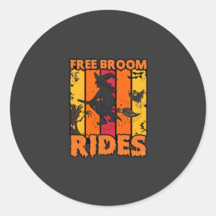 Free Broom Rides Halloween Flying Witch Ghost Bats Classic Round Sticker