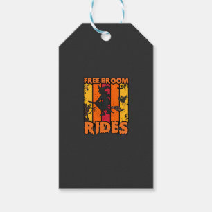 Free Broom Rides Halloween Flying Witch Ghost Bats Gift Tags