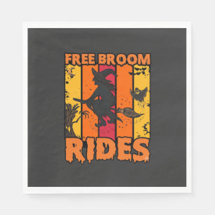 Free Broom Rides Halloween Flying Witch Ghost Bats Napkin