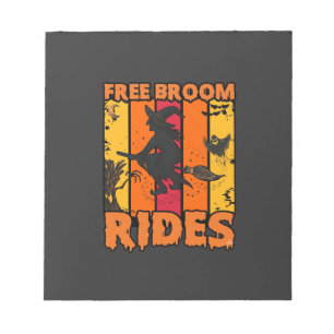 Free Broom Rides Halloween Flying Witch Ghost Bats Notepad