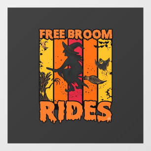 Free Broom Rides Halloween Flying Witch Ghost Bats Window Cling