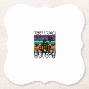 Free Broom Rides Halloween Haunted House Witch Sku Paper Coaster