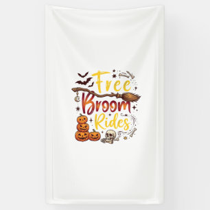 Free Broom Rides Halloween Pumpkins Skull Bats Bon Banner