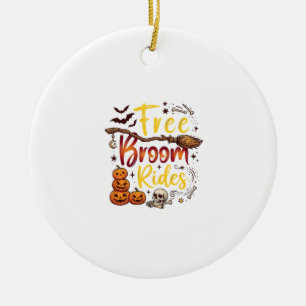 Free Broom Rides Halloween Pumpkins Skull Bats Bon Ceramic Tree Decoration