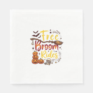 Free Broom Rides Halloween Pumpkins Skull Bats Bon Napkin