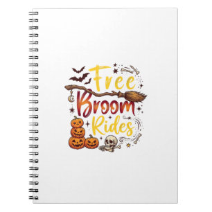 Free Broom Rides Halloween Pumpkins Skull Bats Bon Notebook