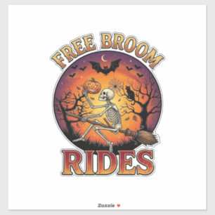 Free Broom Rides Halloween Skeleton Pumpkin Black