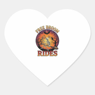 Free Broom Rides Halloween Skeleton Pumpkin Black Heart Sticker