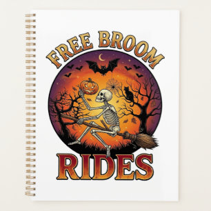 Free Broom Rides Halloween Skeleton Pumpkin Black Planner