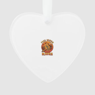 Free Broom Rides Halloween Skeleton Pumpkin Orange Ornament