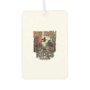 Free Broom Rides Halloween Witch Cat Skulls_1 Car Air Freshener