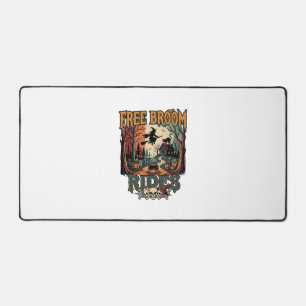 Free Broom Rides Halloween Witch Cat Skulls_1 Desk Mat