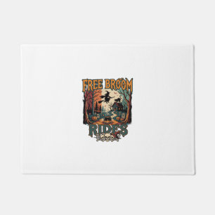 Free Broom Rides Halloween Witch Cat Skulls_1 Doormat