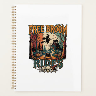 Free Broom Rides Halloween Witch Cat Skulls_1 Planner