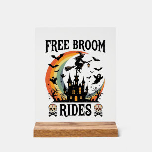 Free Broom Rides Halloween Witch Haunted Castle Sk Acrylic Sign