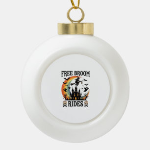 Free Broom Rides Halloween Witch Haunted Castle Sk Ceramic Ball Christmas Ornament