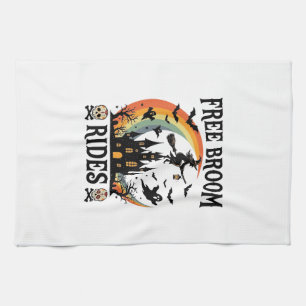 Free Broom Rides Halloween Witch Haunted Castle Sk Tea Towel