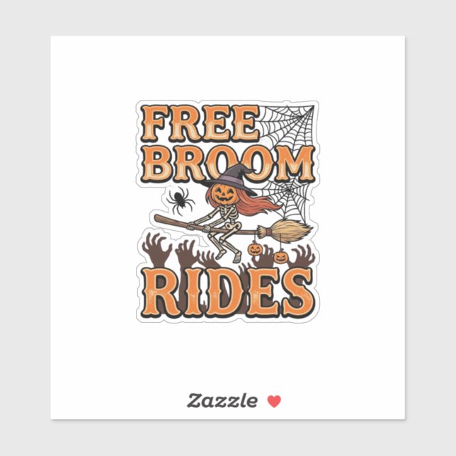 Free Broom Rides Halloween Witch Skeleton Design_1 (Sheet)