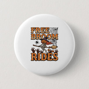 Free Broom Rides Halloween Witch Skeleton Design_1 6 Cm Round Badge