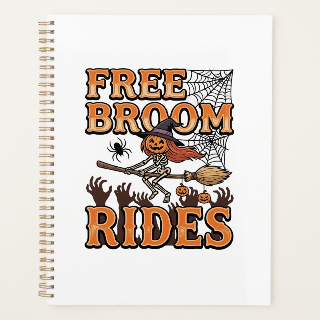 Free Broom Rides Halloween Witch Skeleton Design_1 Planner (Front)