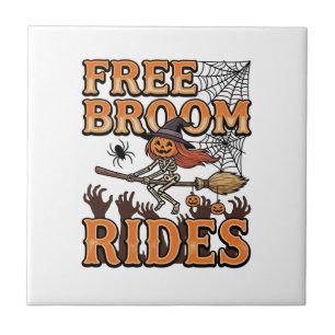 Free Broom Rides Halloween Witch Skeleton Design_1 Tile
