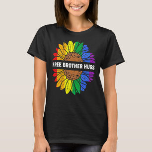 Free Brother Hugs Lgbt Daisy Rainbow Flower Hippie T-Shirt